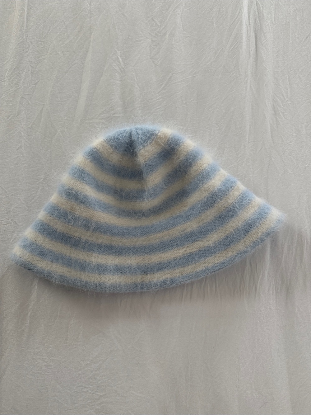 Striped Bucket Hat - Light Blue & Cream
